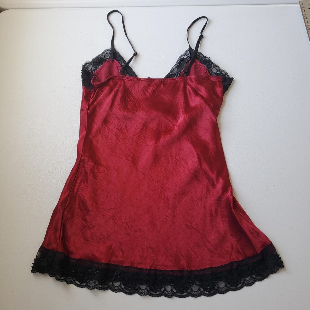 Y2K Twenty One Babydoll Womens Small Red Satin Lace Beaded Whimsigoth Grunge - Picture 3 of 9